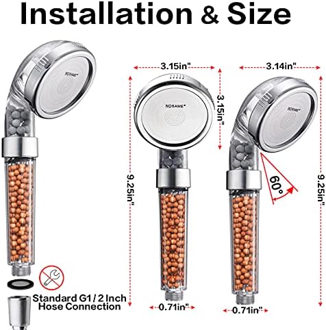 Nosame® Shower Head with Hose, Filter Filtration High Pressure Water Saving 3 Mode Function Spray Handheld Showerheads for Dry Skin & Hair - Image 5