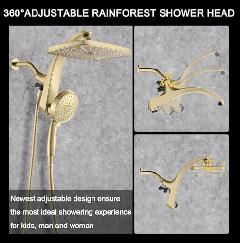 Rain Shower Head with Handheld Showerhead, Glod 1.75GPM 460311 - Image 6