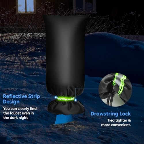 MIXC Outdoor Faucet Covers for Winter Freeze Protection, 15" x 35" Hose Bib Covers for Winter, Reusable Thicker Waterproof Insulated Spigot Cover, 3 Pack - Image 4