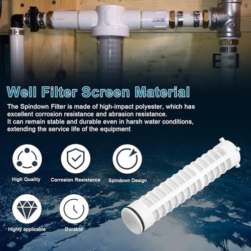 1-1/2 Inch 500 Mesh Spin Down Filters for Rusco Vu Flow, Spindown Sediment Filter Screen for Well Water and Sprinkler Irrigation, 8" Long FS1-1/2-500 - 2 Pack - Image 6