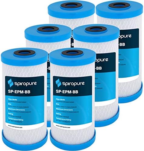 SpiroPure SP-EPM-BB 10x4.5 Carbon Block Water Filter EPM-BB CB-45-1010, 6PK by SpiroPure
