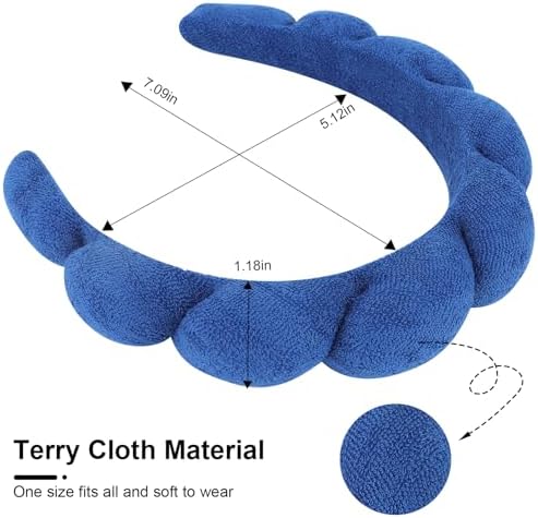 3 Pack Spa Headbands for Washing Face, Skincare & Makeup, Terry Cloth Headbands with Puffy Cloud Design, One Size Fits Most, Comfortable & Durable - Image 2
