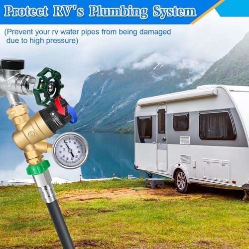 Boltigen RV Water Pressure Regulator with Gauge Lead-Free Brass Knob Adjustable Water Pressure Reducer Valve, for Camper Travel Trailer RV Drinking Water Pressure Adjust, Protecting Plumbing System - Image 6