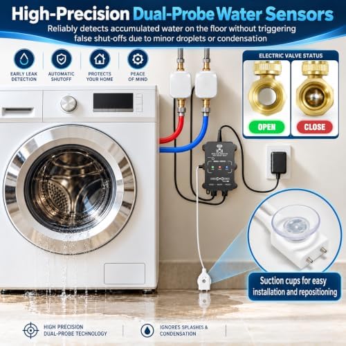 Washing Machine Leak Detector Kit with Automatic Shutoff, 3/4" Brass Valve - Image 2