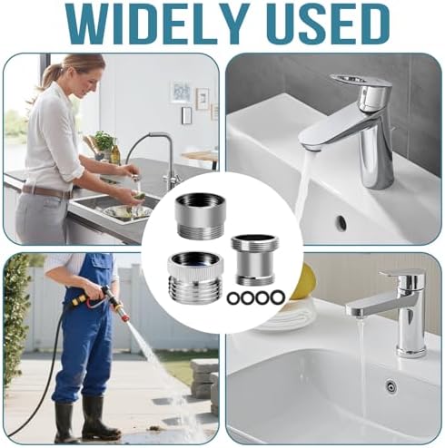 3Pcs Brass Faucet to Hose Adapter with Aerator, Sink Hose Adapter Set with Washers & Tape – Fits G1/2" Female, 55/64" Female, and 15/16" Male, Connects to 3/4" GHT Garden Hose - Image 7