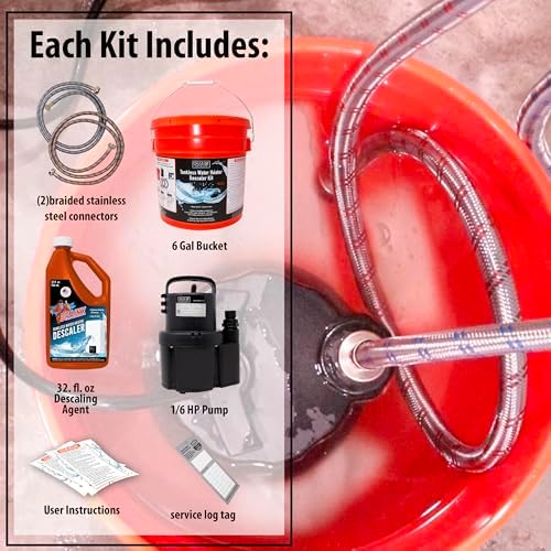 DrainX Tankless Water Heater Flushing Kit with Eco-safe Liquid Descaler Solution, Steel Hoses, 1/6HP Extra Strength Pump - Image 7