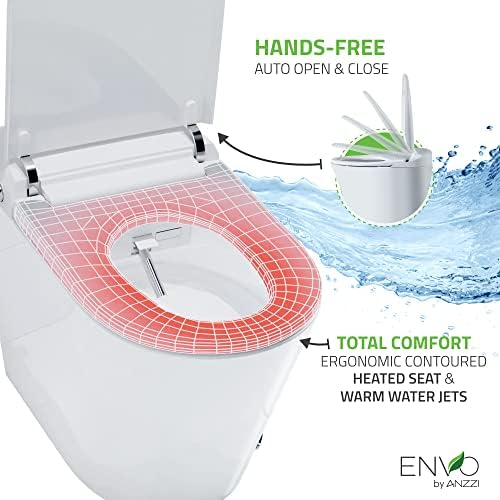 ANZZI One Piece Smart Toilet Bidet Elongated 1.28 Gpf White With Auto Open - Image 5