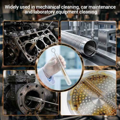 Tube Cleaning Brush,Brass Stainless Steel Engine Cleaning Brushes,12 inch Long Round Wire Pipe Cleaner for Deep Pipes (Yellow and Silver, 20 Pcs-5 Size) - Image 6