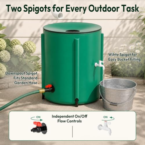 VINGLI Collapsible Rain Barrel Portable Rain Water Collection (Green, 50 Gal w/Scale Line) - Image 6