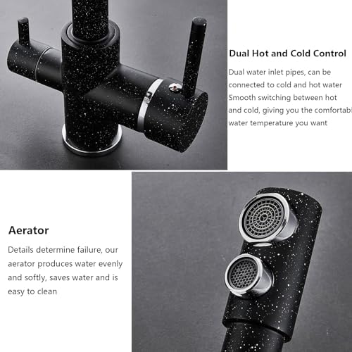 3-Way Kitchen 360° Swivel Osmosis Water Filter Tap with Dual Levers White Sink Mixer Perfect for Drinking Water Modern Design Easy Installation,Beige - Image 4
