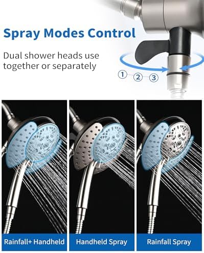 INAVAMZ 2 in 1 Shower Head with Handheld Combo High Pressure Nickel 2.5 GPM - Image 3