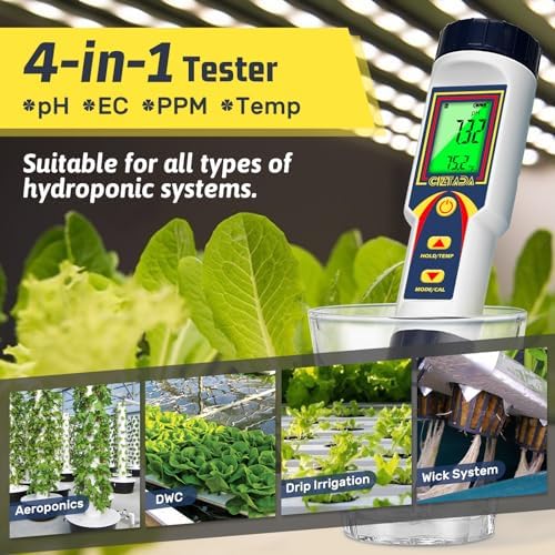 pH Meter for Water 4 in 1 pH EC TDS Temp Meter for Hydroponics PPM and EC Water Tester Digital pH PPM Meter for Nutrients Growing Hydroponics Gardening DWC hydroponics System - Image 6