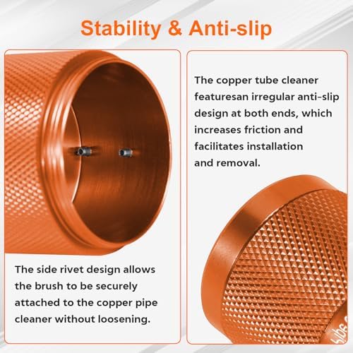 [3-Size/9PC] Metal Copper Pipe Cleaner Set for Drill,1/2" & 3/4" & 1" [1 Cleaning Brush & 2 Brushing Pieces for Each Size] Clean Copper Pipes for Soldering,w/Stainless-Steel Wire Bristles & 1/4" Shank - Image 3