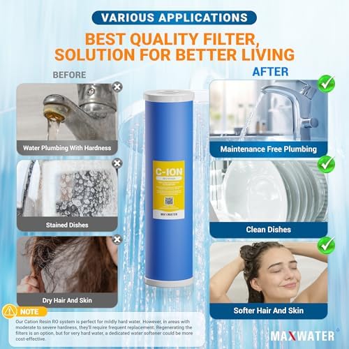 (1 Pack) Calcium, Magnesium TDS Hardness Reduction Water Softening 20" x 4.5" Cation Resin Filter Compatible with 20" BB Whole House Water Filter Systems - Image 6