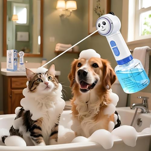 Electric Dog Shampoo Dispenser, Rich Foam, Panda Design (2 Charging Cables) by GOGODOGYA
