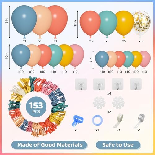 Amandir 153pcs Boho Rainbow Balloon Arch Garland Kit Different Sizes - Image 3
