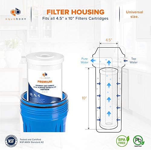Aquaboon 5 Micron 10 x 4.5 Whole House Water Filter Replacement Cartridge, Superior High-Capacity Whole House Carbon And Sediment Water Filter Compatible With FXHTC, GXWH35F, WHKF-GD25BB (2 Pack) - Image 2