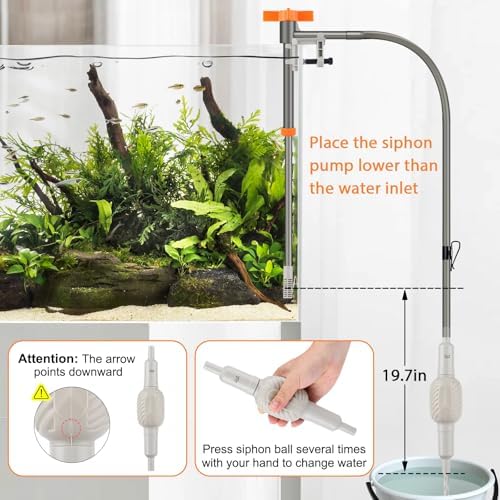 AQQA Aquarium Siphon Vacuum Cleaner Kit with 3 Replaceable Heads - Image 6