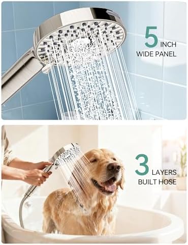 Magichome Shower Head with Handheld, High Pressure 10-Spd Detachable Chrome Showerhead with Stainless Hose - Image 5