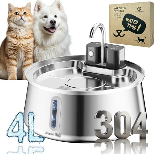 Selene Dog Water Fountain, Pet Water Fountain, Pet Water Fountain Stainless Steel, Large-Capacity Smart Cat Water Fountain with Sensor (Water Dispenser) by Domxies