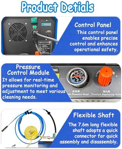 Multifunctional Condenser Pipeline Cleaning Machine 110V/220V, 3-in-1 HVAC Tube Cleaner with 24.9ft Flexible Shaft, Electric Descaling Tool for 0.2-0.8in Pipe Diameter - Image 3