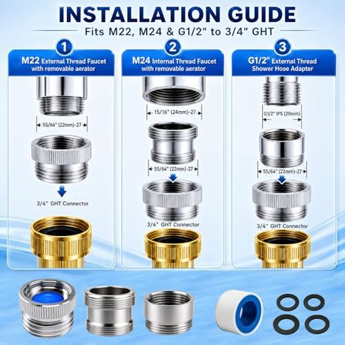 Faucet Adapter with Aerator, Sink Faucet to Garden Hose Adapter - Image 5