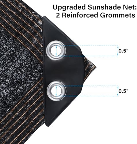 winemana 70% Black Shade Cloth, 6.6 x 10 FT Garden Mesh Tarp with Grommets - Image 2