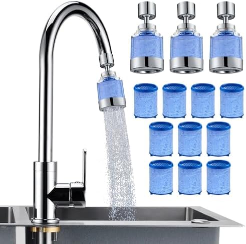 3 Pack Sink Water Filter Faucet, 360 ° Rotating Kitchen Faucet Water Purifier, Bathroom Faucet Filter Removes Chlorine Fluoride Hard Water for Home Kitchen & Bathroom (A-13 Pcs) by BREADEEP