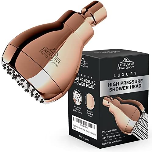 High Pressure Shower Head - Powerful Deluxe Bathroom Showerhead with Strong Spray Stream and Small Silicone Nozzles - Universal Fit Works with High and Low Water Flow Showers 1.8 GPM - Rose Gold - Image 7
