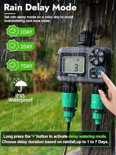 Insoma 2 Zone Water Timer for Outdoor Garden Hose, IPX5 Waterproof - Image 5