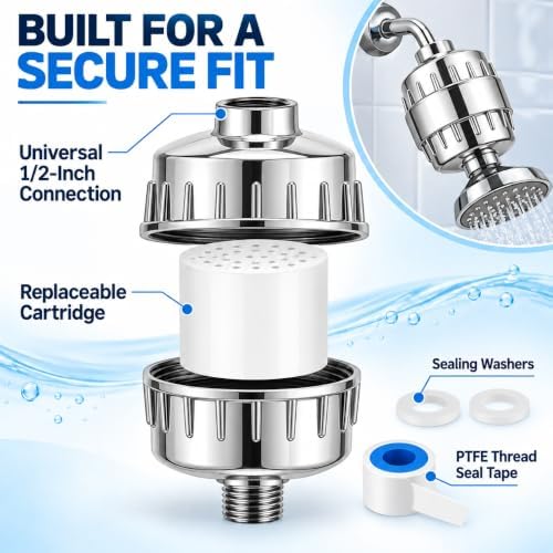 2 Pack Cartridges Shower Filter for Hard Water, Shower Head Filter - Image 2