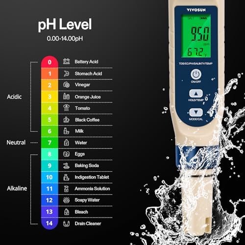 VIVOSUN 5-in-1 Digital PH Meter with Salinity/TDS/EC/Temperature Function - Image 2
