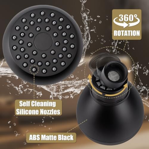 AISOSO Fixed Shower Head High Pressure 2PCS 3 Inch Showerhead Matte Black - Image 3