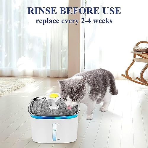 16 Pcs Cat Fountain Replacement Filters：8 Pack Cat Water Fountain Replacement Filters & 8 Pack Pre-Filter Sponges, Pet Fountain Filter Fit for 95oz/2.8L Automatic Pet Fountain Cat Water Fountain - Image 5