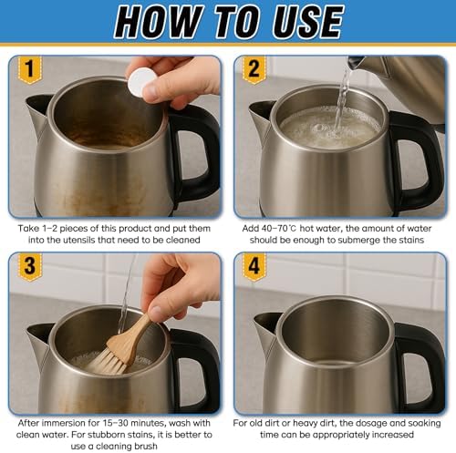 Kettle Descaler Tablet 36 Packs, Powerful Limescale Remover for Coffee Maker, Electric Kettle, Natural Citric Acid Formula, Hard Water Remover Tablets - Image 5