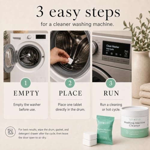 SplaShh Washing Machine Cleaner Tablets, 24 Pack – Unscented Washer Cleaner & Descaler for Front Load, Top Load and HE Machines, 1-Year Supply - Image 5