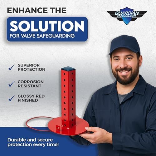 OS&Y Valve Stem Protectors, Adjustable Fit for OS&Y Stems 4" H to 10 3/4"H Stems, Fits 2 1/2" to 10" Diameter Pipes - Removable Cap for Taller Stems, Weather-Resistant Protection - Image 6