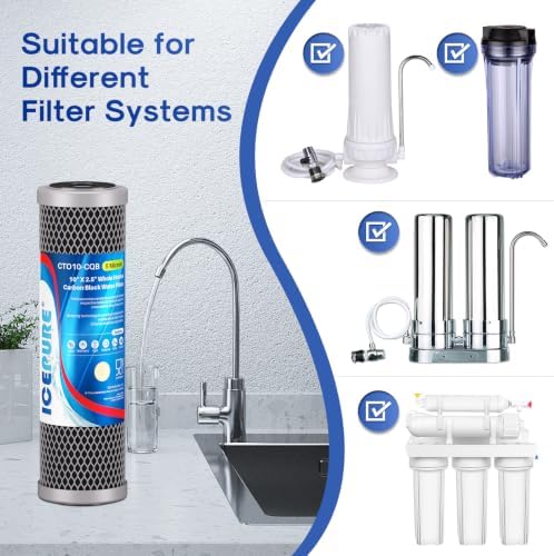 ICEPURE 5 Micron 10" x 2.5" Whole House Upgraded Coconut Shell Activated Water Filter Lead Remove Filter Cartridge Replacement for WFPFC8002, SCWH-5, WHCF-WHWC, FXWTC, CTO10-CQB, RO Unit, 2PACK - Image 7
