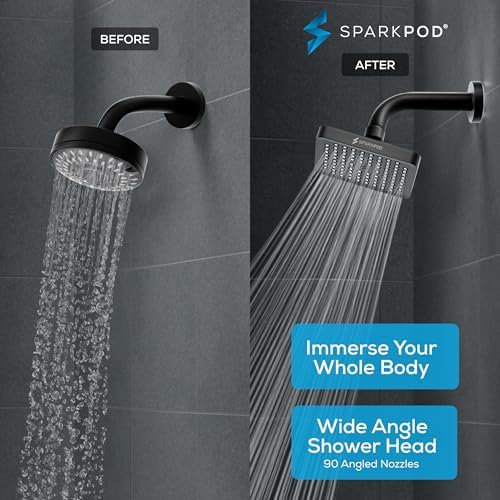 SparkPod Rain Shower Head, 6 Inch Square, Midnight Black Matte Finish - Image 2