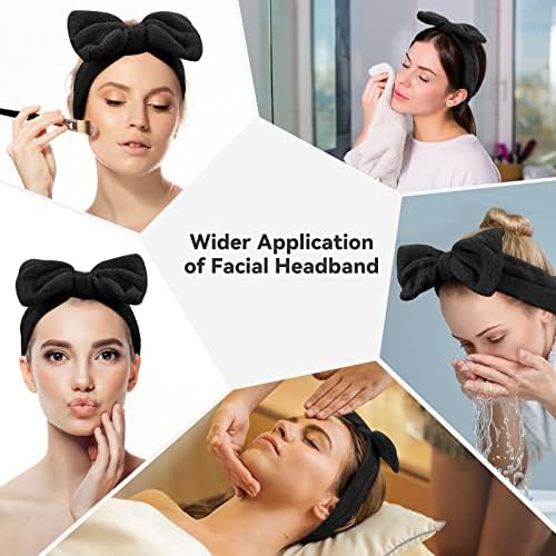 Ondder Black Spa Headband for Women and Girls - Washing Face, Bow Skincare Headbands, Makeup, Shower Hair Accessories - Image 3