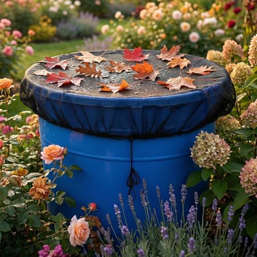 38.5 Inch Mesh Cover for Rain Barrel, Black Rain Barrels Net Cover, Water Collection Bucket Screen Covers to Keep Leaves Debris Out - Image 7