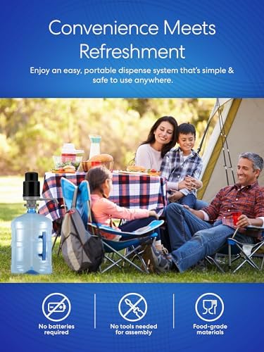Brio Universal Water Bottle Pump | Manual Water Pump 1-5 Gallon Water Jug Dispenser for Camping Picnics and More! | 48mm & 55mm - (Multiple Color Options) - Image 3