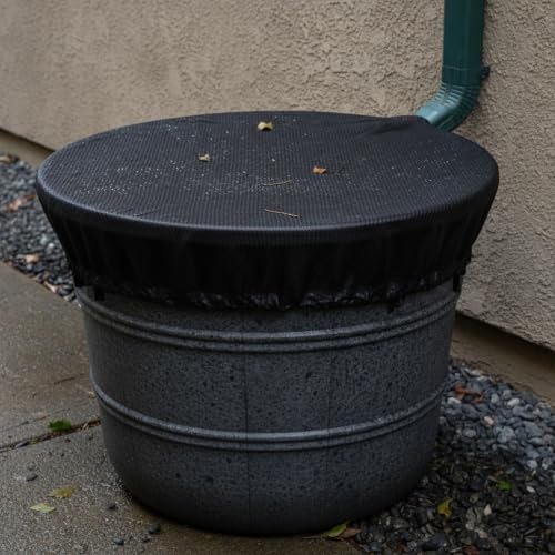 Black Polyester Mesh Rain Barrel Cover, Debris Filter Screen for Open-Top Water Containers up to 39.4 Inches, 1 Pack - Image 3