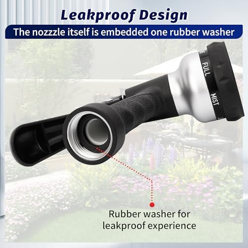 AUTOMAN-Garden-Hose-Nozzle, 2 Pack ABS Water Spray Nozzle, 7 Adjustable Watering Patterns, Slip Resistant for Watering Plants, Lawn& Garden, Washing Car, Showering Pets & Outdoor Fun.Silver Color - Image 5