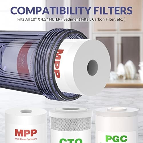 SimPure DB10C 10" *4.5" Whole House Water Filter Clear Housing - Image 5