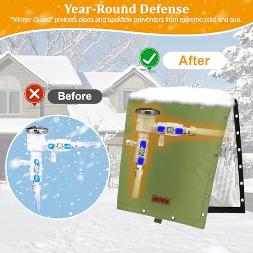 RICHIE 2-Way Opening Backflow Preventer Cover (5°F) Heavy-Duty 5-Layer Insulated Enclosure, All-Weather Protection for Outdoor Pipe, Irrigation Sprinkler Valve, Well Water Pump, 24" W x 30" H Green - Image 4