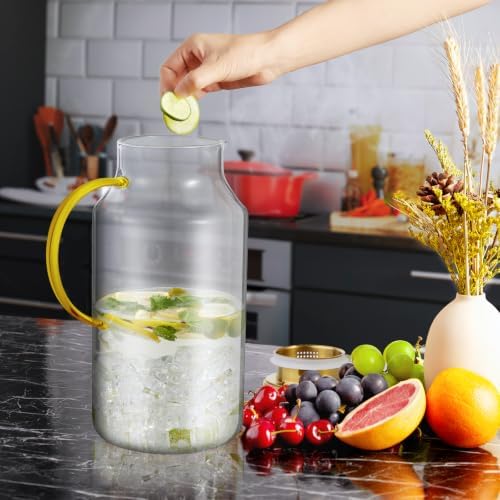 Bivvclaz 1 Gallon Gold Glass Pitcher with Lid and Handle, Water Pitcher for Fridge, Glass Carafe for Hot/Cold Water, Large Iced Tea Jug for Coffee, Juice and Homemade Beverage - Image 7