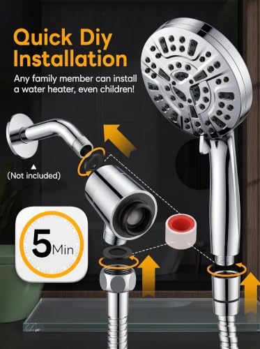 High Pressure Handheld Shower Head Chrome,9 Function Sprays Magnetic Rain Shower Head with Handheld,Anti-clog Nozzles, Built-in Power Wash to Clean Tub - Image 6