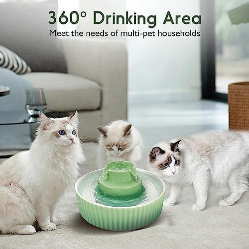 Lawfery Ceramic Cat Water Fountain, 2.1L/71oz Cupcake Pet Fountain - Image 5