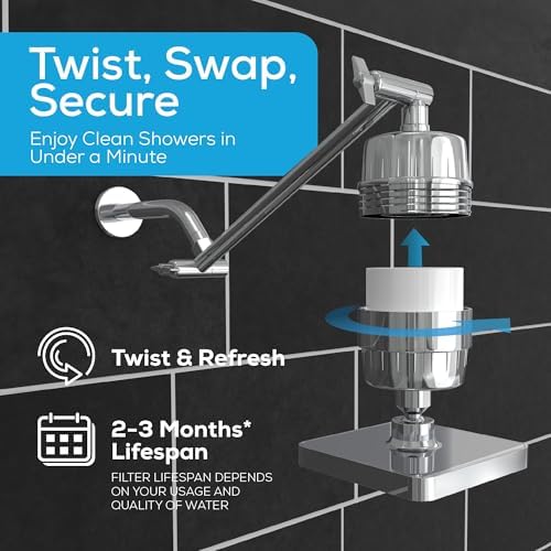SparkPod 6" High Pressure Rain Shower Head with 23 Stage Filter Capsule & 11 Inch Adjustable Shower Arm Extension -Shower Filter Reduces Chlorine for Smoother Hair & Skin (Square, Polished Chrome) - Image 6